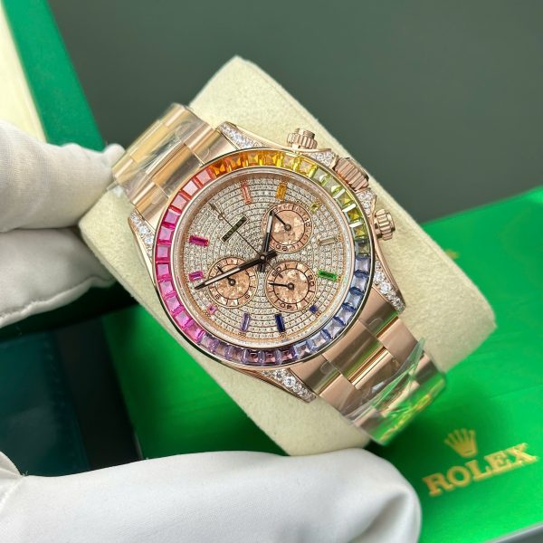 Đồng hồ Rolex Rep Cosmograph Daytona 116595 Rainbow đính đá BT Factory 40mm (1)