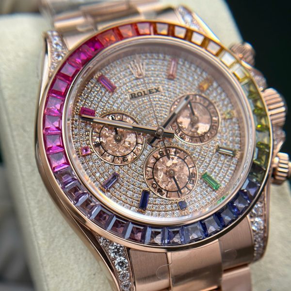 Đồng hồ Rolex Rep Cosmograph Daytona 116595 Rainbow đính đá BT Factory 40mm (1)