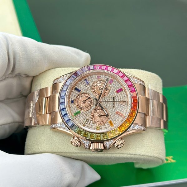 Đồng hồ Rolex Rep Cosmograph Daytona 116595 Rainbow đính đá BT Factory 40mm (1)