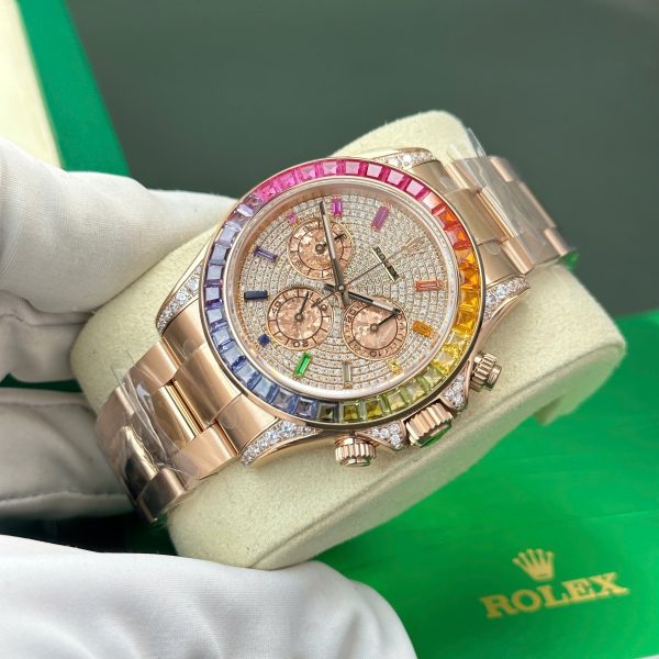 Đồng hồ Rolex Rep Cosmograph Daytona 116595 Rainbow đính đá BT Factory 40mm (1)