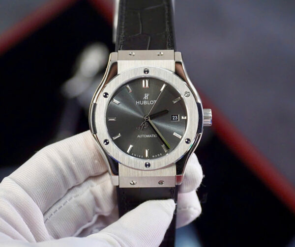 Đồng Hồ Hublot Classic ZF Nam Gray Dây Da Đen Máy Cơ Nhật Fake Cao Cấp 40mm