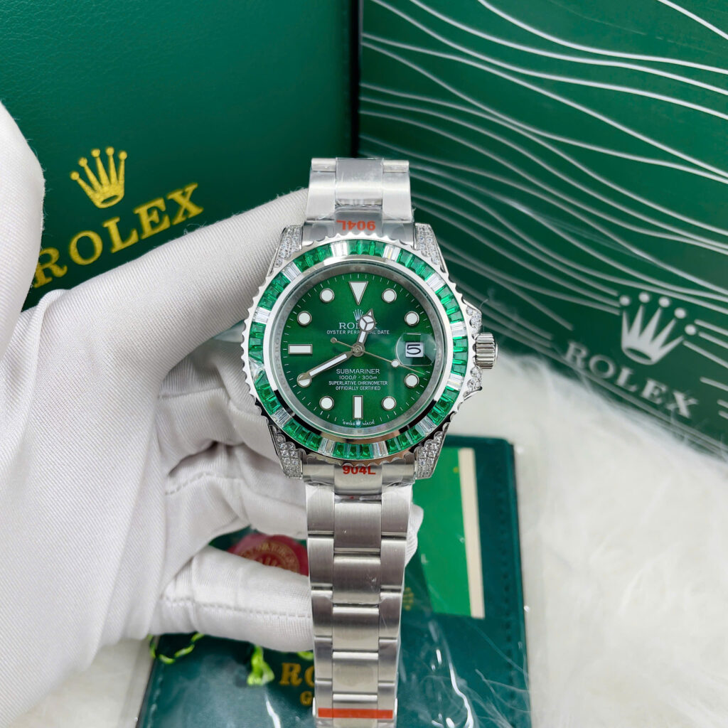 Đồng Hồ Rolex Submariner Hulk Nam Đính Đá Viền Fake Cao Cấp 40mm