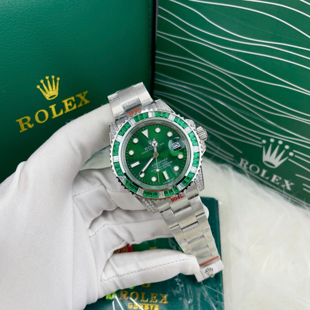 Đồng Hồ Rolex Submariner Hulk Nam Đính Đá Viền Fake Cao Cấp 40mm