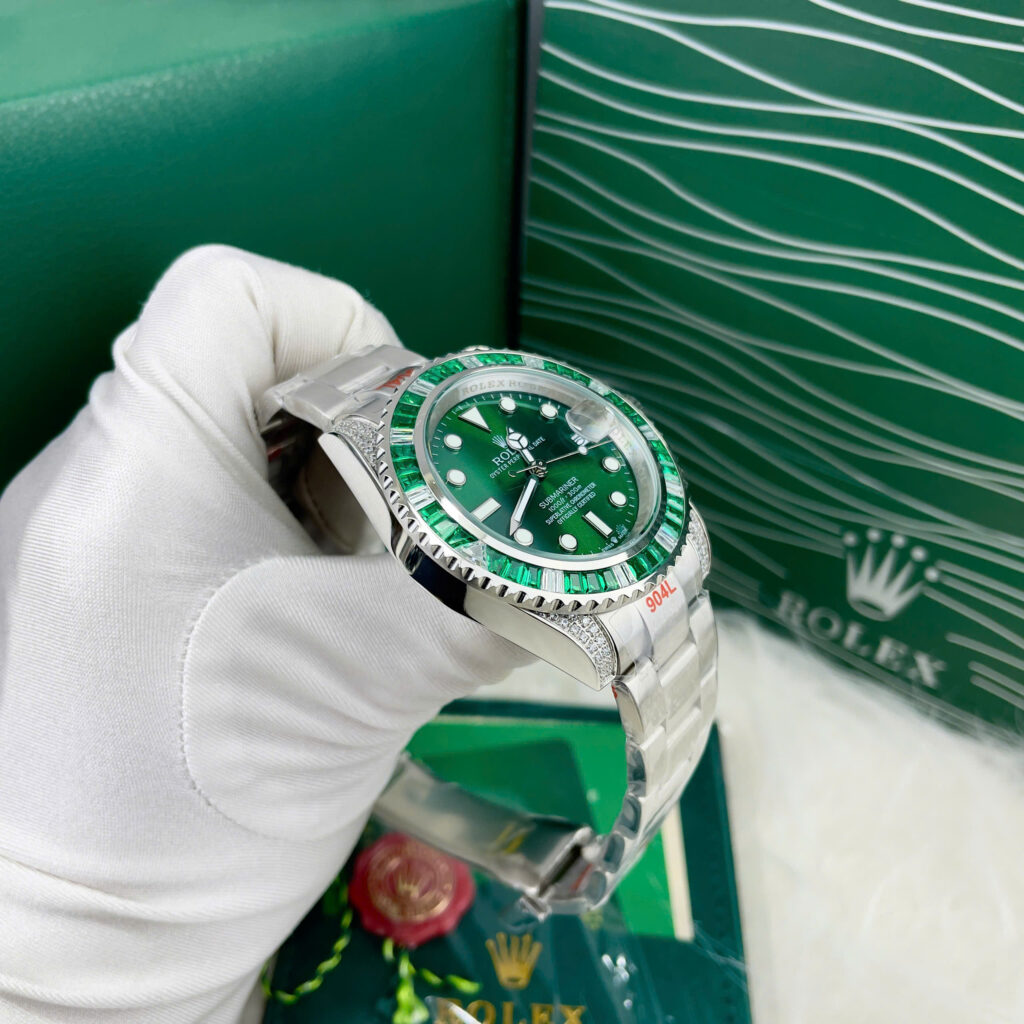 Đồng Hồ Rolex Submariner Hulk Nam Đính Đá Viền Fake Cao Cấp 40mm