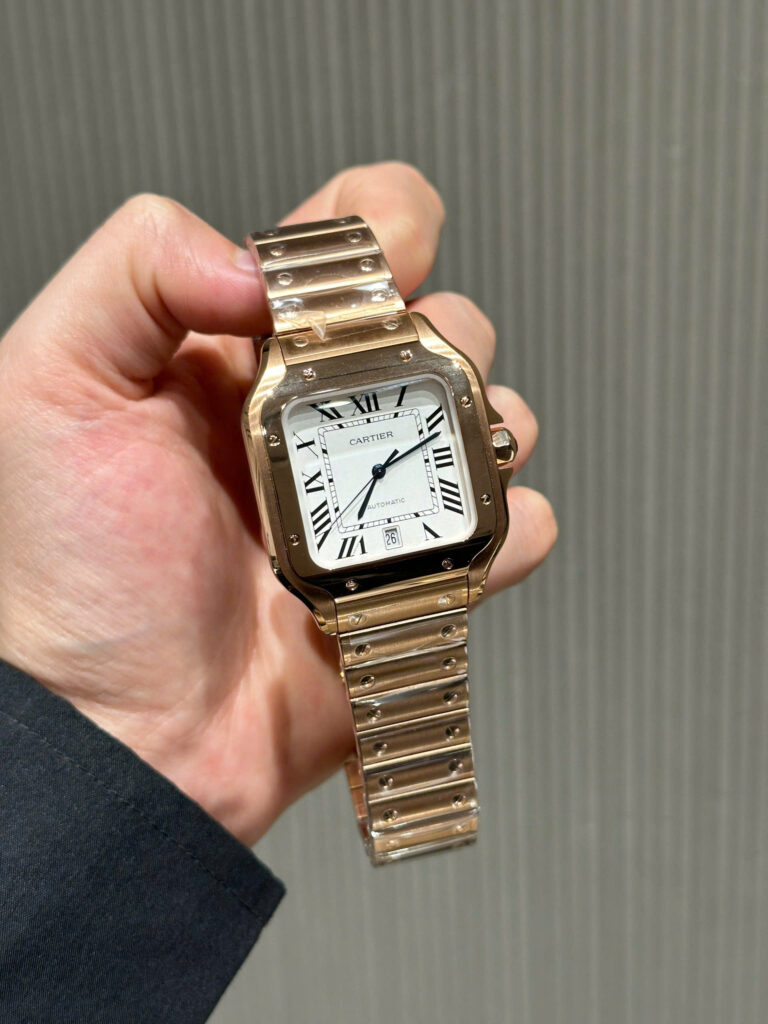 Đồng hồ Cartier Santos mặt trắng Replica 11 cao cấp nhà máy BV 39 (2)