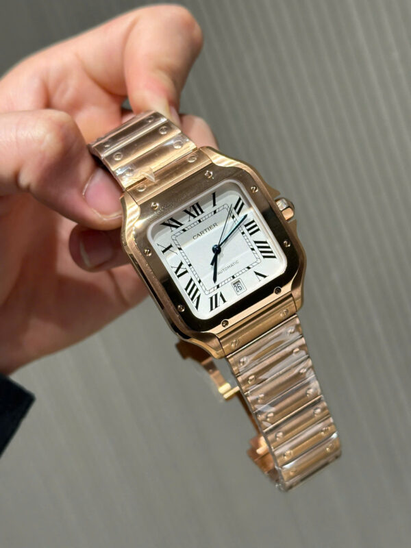 Đồng hồ Cartier Santos mặt trắng Replica 11 cao cấp nhà máy BV 39 (2)