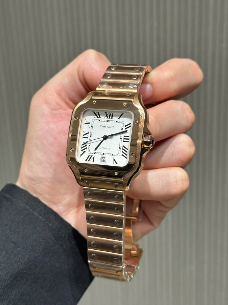 Đồng hồ Cartier Santos mặt trắng Replica 11 cao cấp nhà máy BV 39 (2)