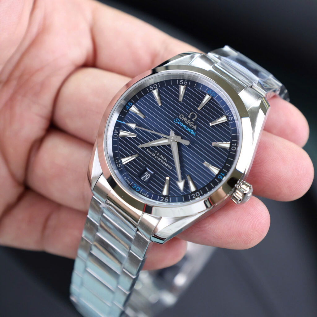 Omega Aqua Terra Rep 11 Cao Cấp Mặt Xanh Blue Dây Kim Loại Nhà Máy VS 41mm (2)