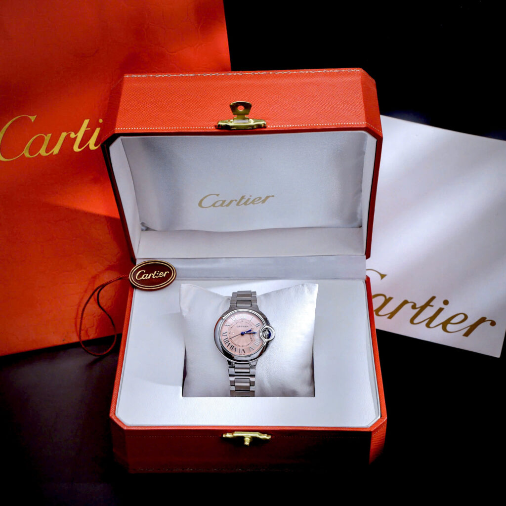 Đồng hồ Cartier Ballon Bleu Nữ Dây Kim Loại Mặt Hồng Fake 1:1 33mm