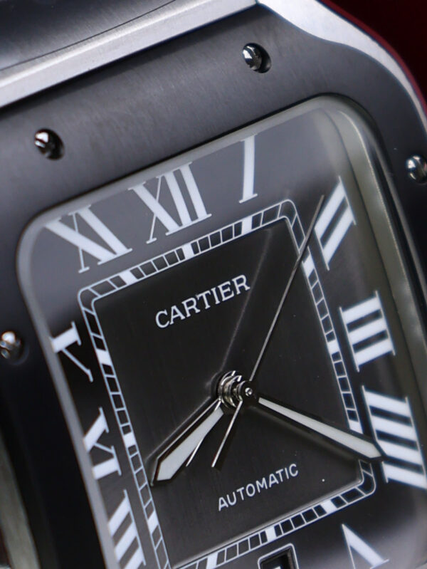 Đồng hồ Cartier Santos Rep 11 mặt xám viền gốm đen nhà máy BV 39 (2)