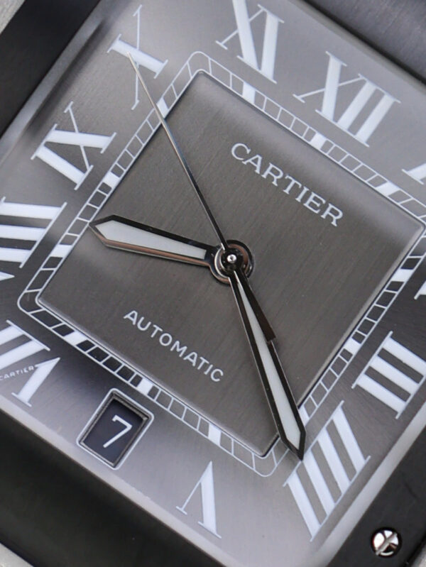 Đồng hồ Cartier Santos Rep 11 mặt xám viền gốm đen nhà máy BV 39 (2)