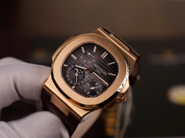 Đồng hồ Patek Philippe Replica 11 Nautilus 5712 mặt xám dây da chạy full chức năng PPF 40mm (2)