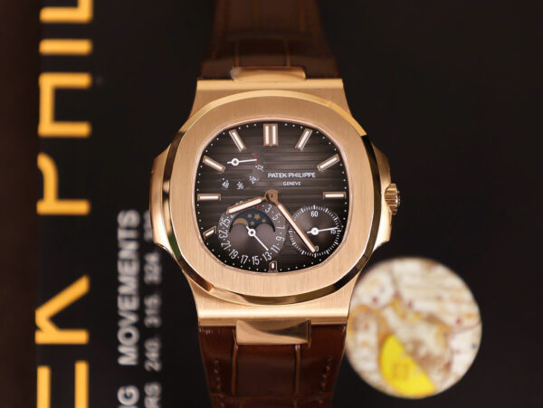 Đồng hồ Patek Philippe Replica 11 Nautilus 5712 mặt xám dây da chạy full chức năng PPF 40mm (2)