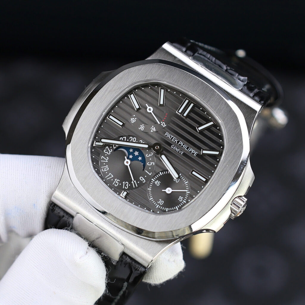 Đồng hồ Patek Philippe Replica 11 Nautilus 5712 mặt xám khói dây da nhà máy PPF 40mm (2)