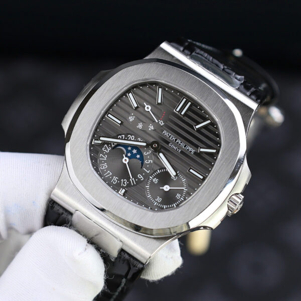 Đồng hồ Patek Philippe Replica 11 Nautilus 5712 mặt xám khói dây da nhà máy PPF 40mm (2)