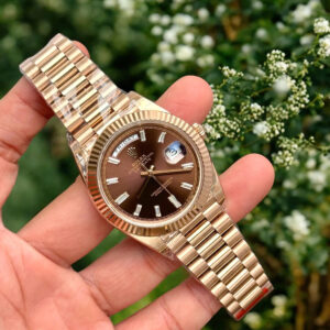 Đồng hồ Rolex Day-Date Clone 11 mạ vàng hồng mặt chocolate 40mm (2)