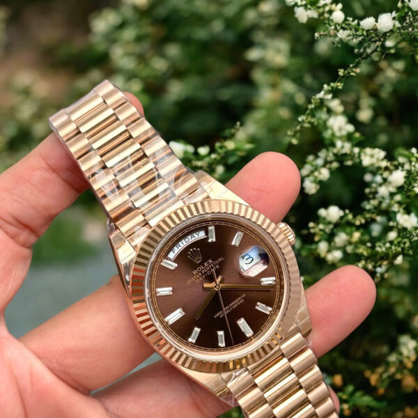 Đồng hồ Rolex Day-Date Clone 11 mạ vàng hồng mặt chocolate 40mm (2)