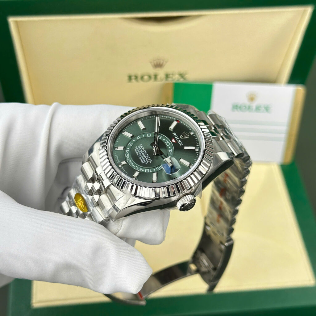 Đồng hồ Rolex Rep 11 Sky-Dweller 336934 mặt xanh lá cây dây jubilee ZF 42mm (2)