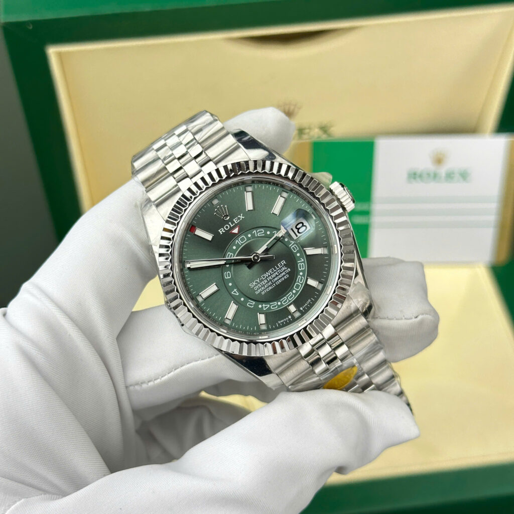 Đồng hồ Rolex Rep 11 Sky-Dweller 336934 mặt xanh lá cây dây jubilee ZF 42mm (2)