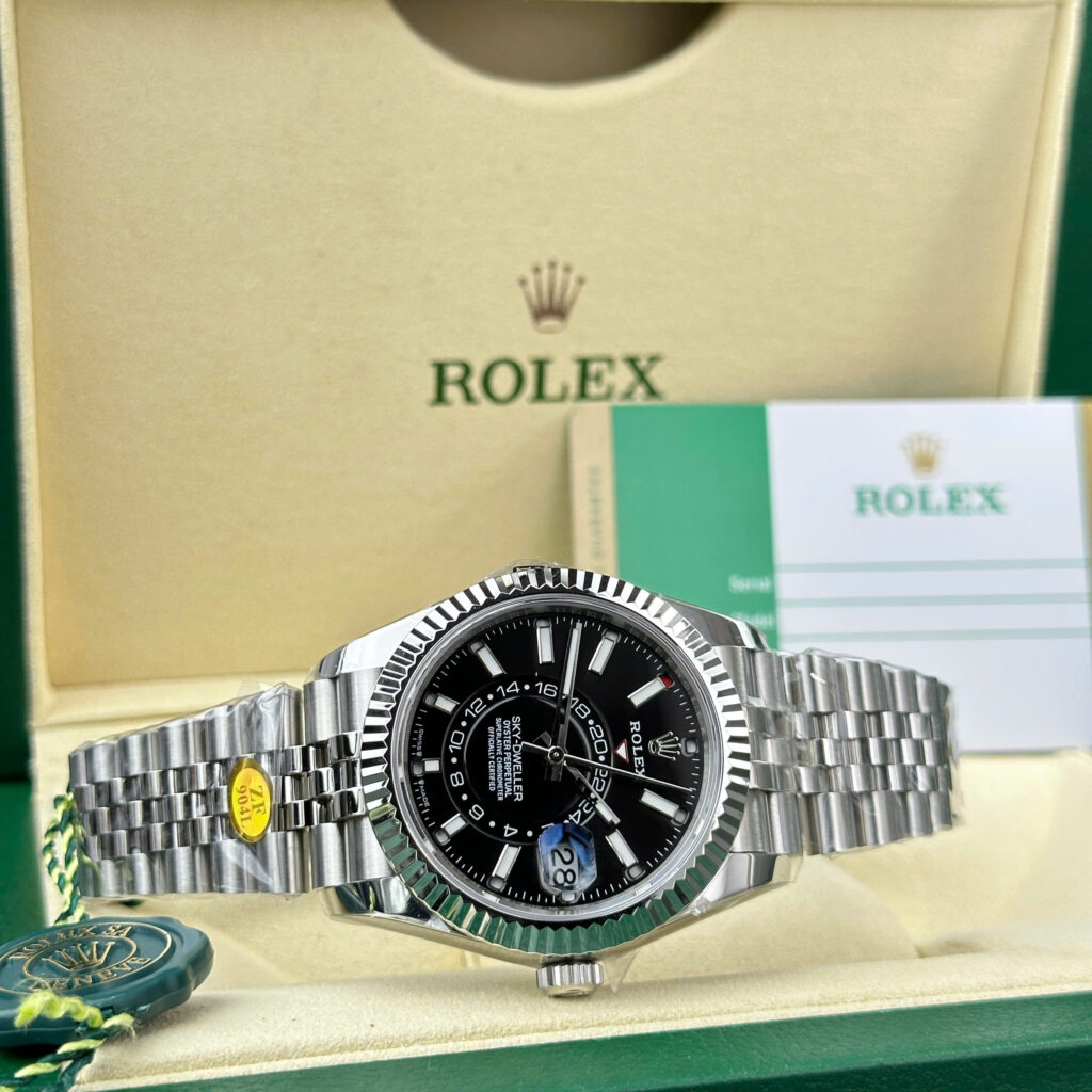 Đồng hồ Rolex Replica 11 Sky-Dweller 336934 mặt đen dây jubilee nhà máy ZF 42mm (2)