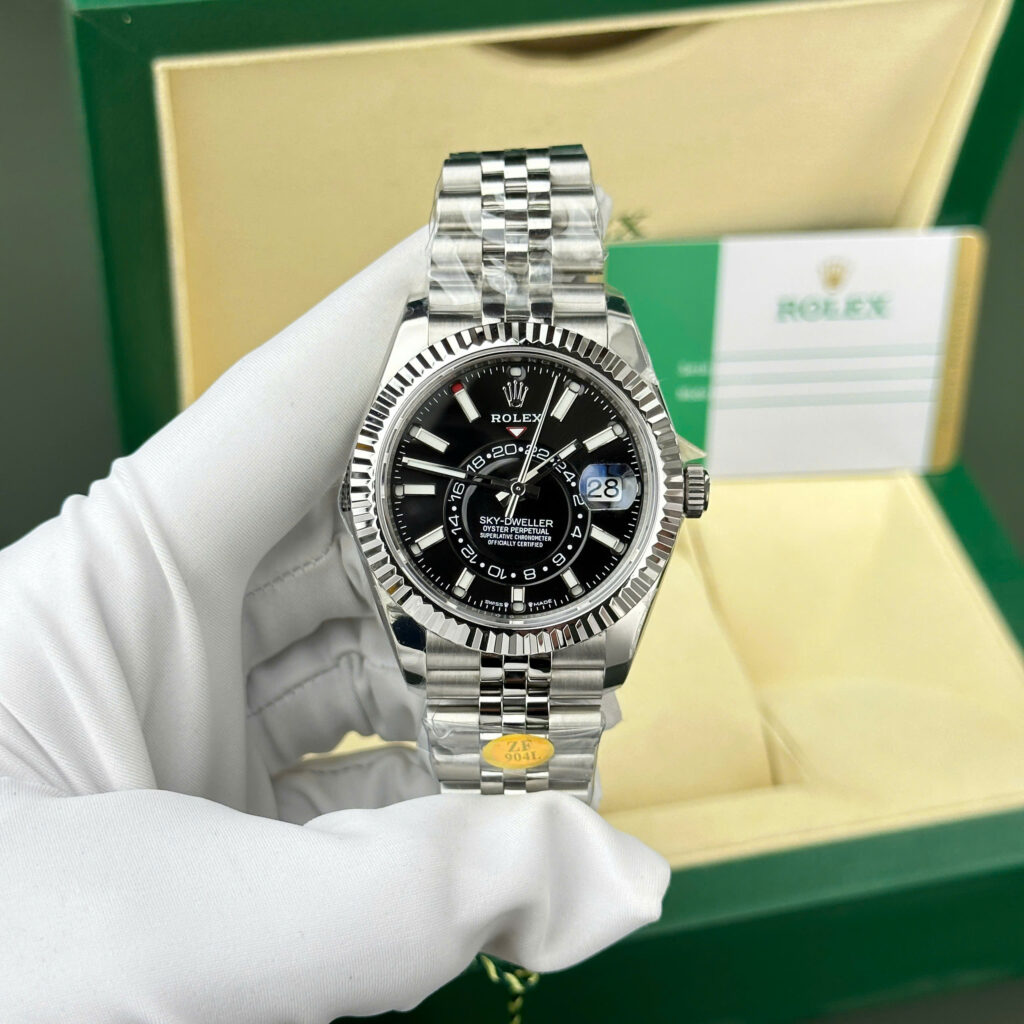 Đồng hồ Rolex Replica 11 Sky-Dweller 336934 mặt đen dây jubilee nhà máy ZF 42mm (2)