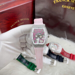 Đồng hồ Franck Muller V32 nữ đính full đá hồng mặt trái tim fake cao cấp 36mm