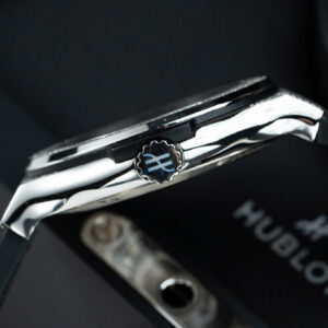 Đồng hồ Hublot Classic Fusion Replica 11 màu xám vỏ đính full kim cương moissanite 42mm (2)