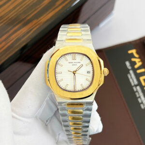 Đồng hồ Patek Philippe Nautilus Demi mặt trắng máy cơ nhật fake cao cấp 40mm