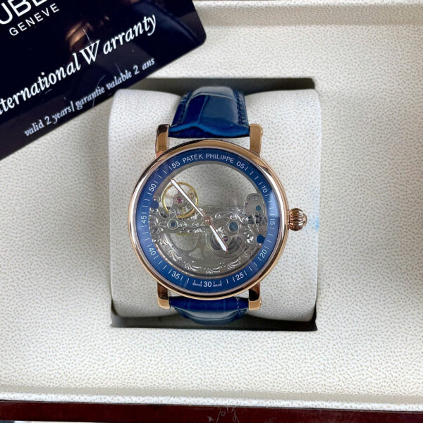 Đồng hồ Patek Philippe nam máy cơ Nhật lộ cơ xanh blue Fake cao cấp 42mm