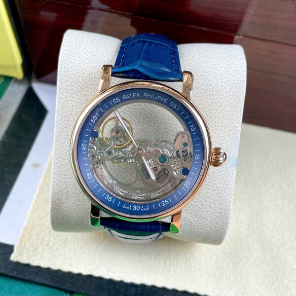 Đồng hồ Patek Philippe nam máy cơ Nhật lộ cơ xanh blue Fake cao cấp 42mm