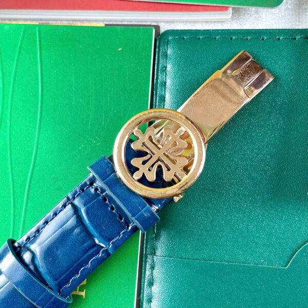 Đồng hồ Patek Philippe nam máy cơ Nhật lộ cơ xanh blue Fake cao cấp 42mm