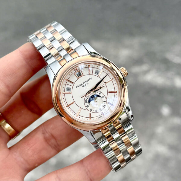 Đồng hồ Patek philipe 5205R Demi KingGold máy cơ nhật rẻ fake cao cấp 40mm