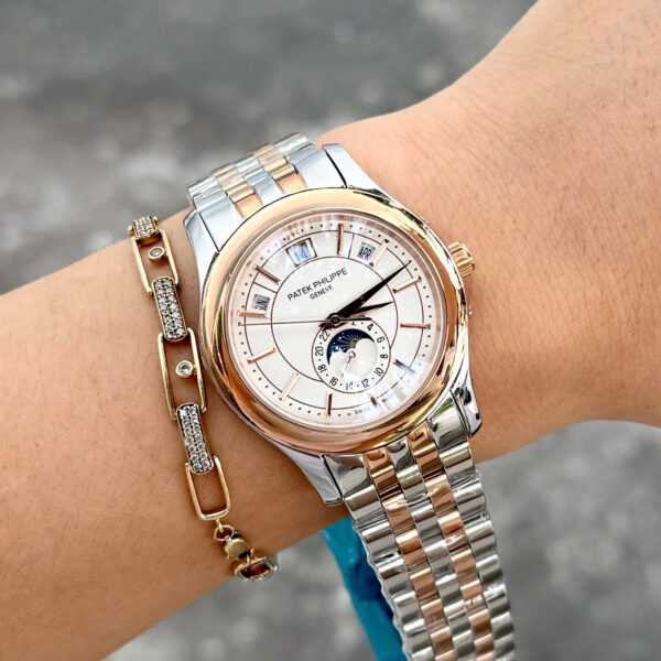 Đồng hồ Patek philipe 5205R Demi KingGold máy cơ nhật rẻ fake cao cấp 40mm