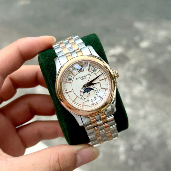 Đồng hồ Patek philipe 5205R Demi KingGold máy cơ nhật rẻ fake cao cấp 40mm