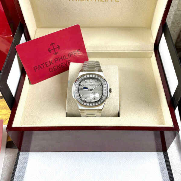 Đồng hồ Patek philipe Nautilus nam đính đá Bagueete fake cao cấp 40mm