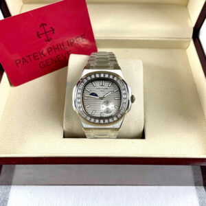 Đồng hồ Patek philipe Nautilus nam đính đá Bagueete fake cao cấp 40mm