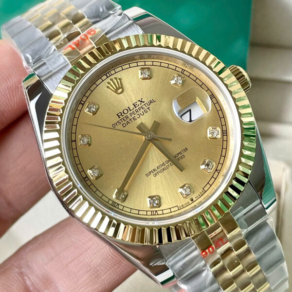 Đồng hồ Rolex Date Just nam zf demi vàng máy Miyota Nhật fake 1:1 41mm