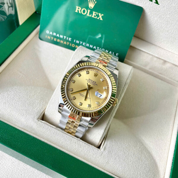 Đồng hồ Rolex Date Just nam zf demi vàng máy Miyota Nhật fake 1:1 41mm