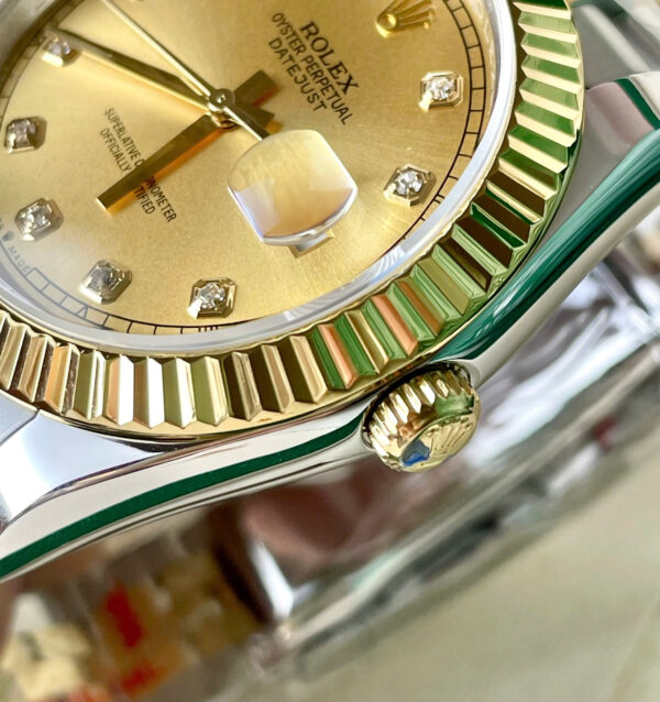 Đồng hồ Rolex Date Just nam zf demi vàng máy Miyota Nhật fake 1:1 41mm