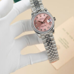 Đồng hồ Rolex DateJust Lady Replica 11 mặt hồng vành đính đá 31mm (2)