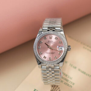Đồng hồ Rolex DateJust Lady Replica 11 mặt hồng vành đính đá 31mm (2)