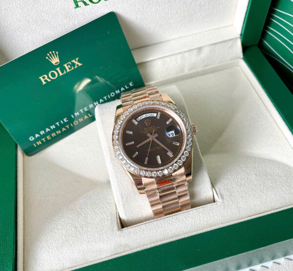 Đồng hồ Rolex Day Date mặt chocolate zf máy Miyota nhật fake 11 40mm