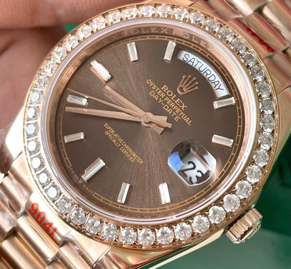Đồng hồ Rolex Day Date mặt chocolate zf máy Miyota nhật fake 11 40mm