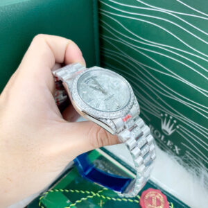 Đồng hồ Rolex Day Date nam mặt thiên thạch đính đá fake cao cấp 40mm