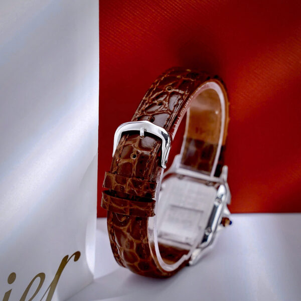 Đồng Hồ Cartier Panthere nữ đính đá dây da nâu fake cao cấp 27mm