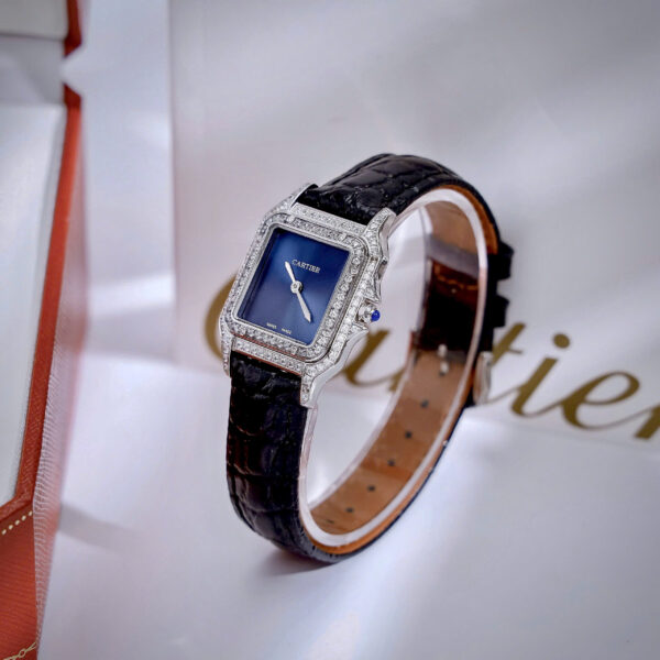 Đồng Hồ Cartier Panthere nữ đính đá mặt xanh blue fake cao cấp 27mm