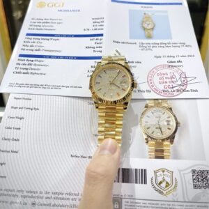 Đồng Hồ Rolex Day-Date Replica 11 Bọc Vàng Thật Đính Kim Cương Moissanite 40mm (2)