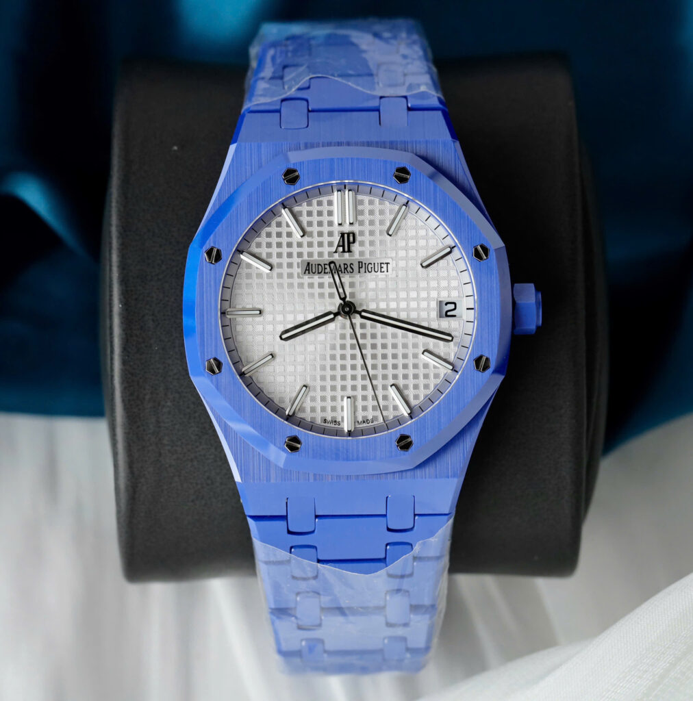 Đồng hồ Audemars Piguet Royal Oak 15500 Replica 11 vỏ gốm xanh mặt trắng xưởng APS 41mm (2)