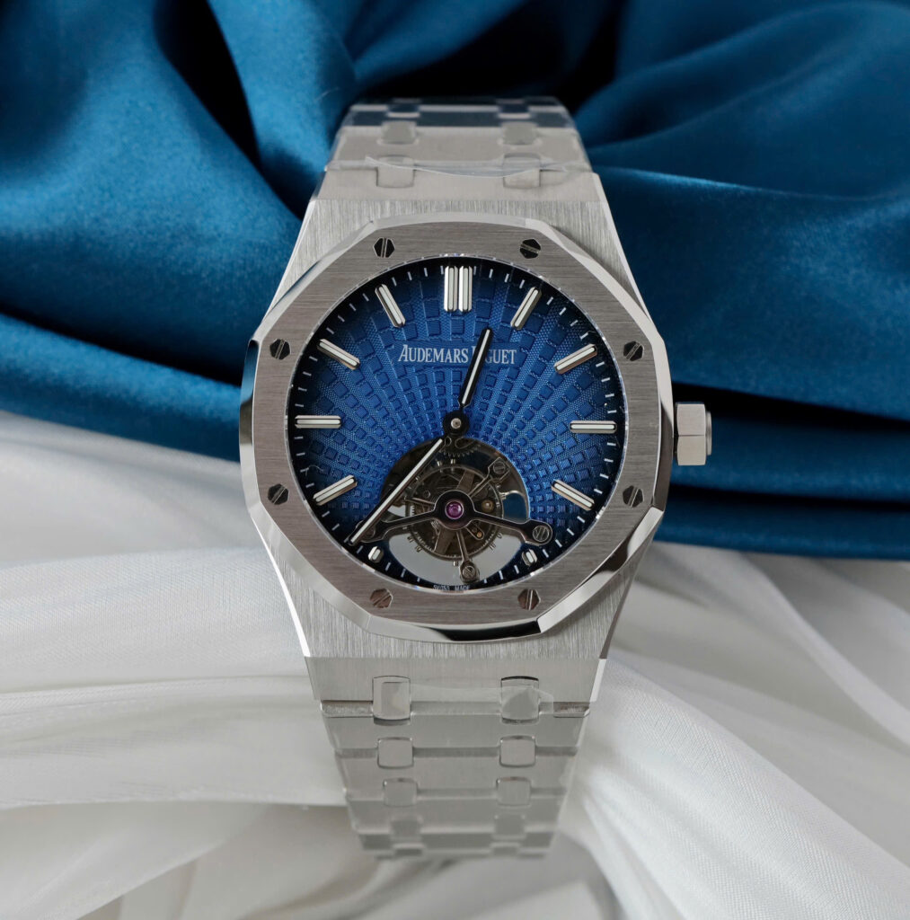 Đồng hồ Audemars Piguet Royal Oak Tourbillon Replica 11 mặt xanh dây kim loại 41mm (2)