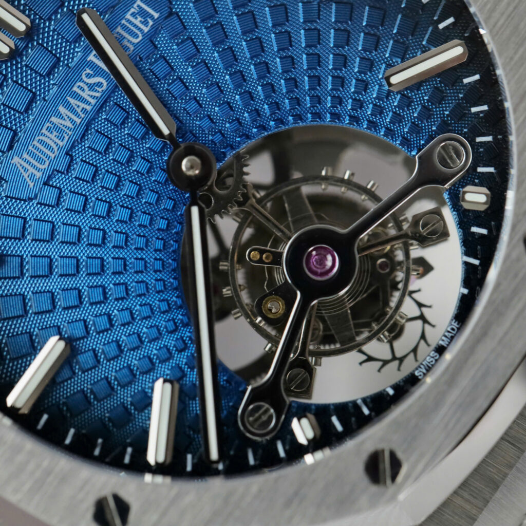 Đồng hồ Audemars Piguet Royal Oak Tourbillon Replica 11 mặt xanh dây kim loại 41mm (2)